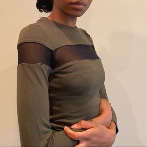 Manière De Voir Khaki Green Mesh Panel Top
